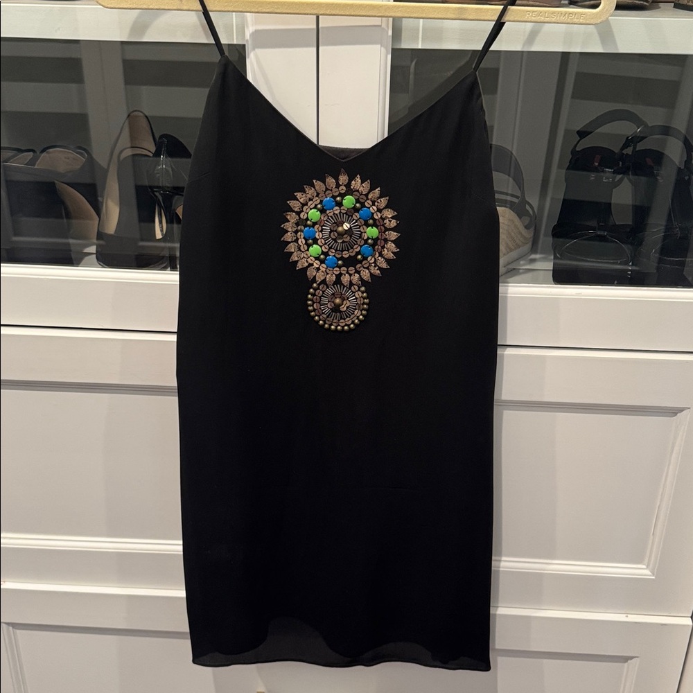 Tibi simple black slip dress with beaded detail